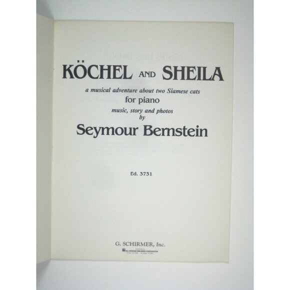Köchel And Sheila Seymour Bernstein Piano Music Book Siamese Cats Feline - Picture 2 of 5